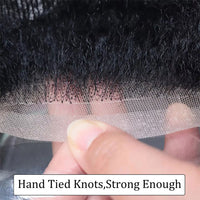 Afro Curly Full Lace Mens Toupee 8mm Wave Human Hair Piece Kinky Curly Replacement System Unit Men's Prosthesis