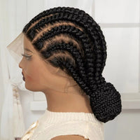 Full Lace Handmade Bantu Braided Wigs Synthetic Cornrow Braided Wigs with Baby Hair