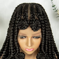 Handmade Bantu Braided Wigs Synthetic Knotless Full Lace Braided Wig with Baby Hair