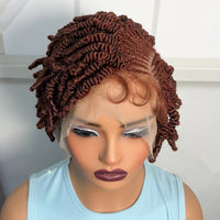 Short Bantu Braided Wigs Synthetic Full Lace Handmade Cornrow Braided Wigs with Baby Hair