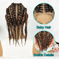 Full Lace Cornrow Braided Wig Synthetic for Women Men Braids Wig with Baby Hair