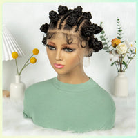 Synthetic Full Lace Braided Wigs Short Cute Handmade Bantu Braided Wigs with Baby Hair
