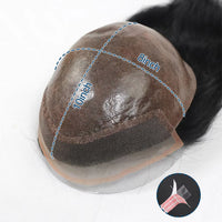12" Black & Grey Lace Front Human Hair Toupee for Men - Image 4