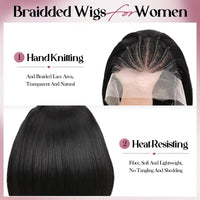 Lace Front Synthetic Short Straight Bob Wigs with Braid 12 Inch Short Cornrow Braided Wigs