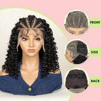 Transparent 13x6 Lace Frontal Cornrow Braided Wig Synthetic Deep Wave Wigs with Baby Hair
