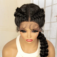 Lace Front 24 Inches Synthetic Fishtail Cornrow Braided Wigs with Baby Hair
