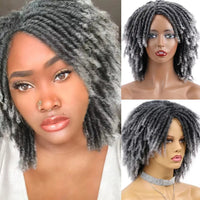Natural Synthetic Dreadlock Wig Short Afro Bob Crochet Twist Braided Wig
