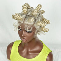 613 Blonde Handmade Bantu Braided Wigs Synthetic Full Lace Knotless Braided Lace Wig
