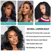 Brazilian Body Wave Bob Wig Human Hair Short Bob Wig For Women Pre Plucked With Baby Hair 13x4 Lace Front Wig Natural Color