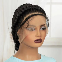 Full Lace Cornrow Braided Wigs Synthetic Handmade Bantu Braided Wigs with Baby Hair