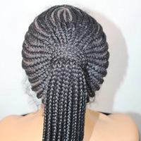 Updo Braided Wigs Synthetic Lightweight Full Lace Wig With Baby Hair 30Inch Knotless Ponytail Cornrow Braids Wig