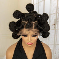 Synthetic Bantu Braided Wigs 6 Inches Full Lace Braided Wig with Baby Hair