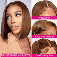 Brown Straight Bob HD Lace Human Hair Wig for Women - Image 3