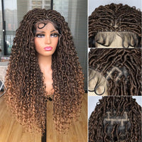 Goddess Faux Locs Braided Wigs Full Lace Curly Synthetic Wig with Baby Hair