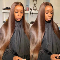 36" Brown Straight HD Lace Human Hair Wig for Women - Image 3