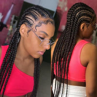 36 Inches Cornrows Braided Wigs Synthetic Full Lace Jumbo Braided Wigs