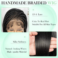 Synthetic Cornrow Braided Wigs Straight 13x4 Lace Frontal Wig With Baby Hair Partition Design With Braided