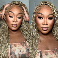 32" Synthetic Boho Braided Wigs Full Lace Wig Knotless Box Braids Wig With Baby Hair