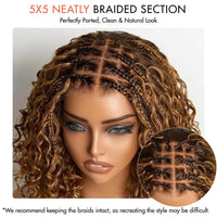 Brown & Mixed Curly Braided HD Lace Human Hair Wig for Women - Image 5