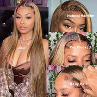 Honey Blonde & Mixed Straight HD Lace Synthetic Wig for Women - Image 4
