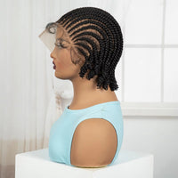 Full Lace Short Cornrow Braided Bob Wigs Synthetic Knotless Handmade Braids Wigs with Baby Hair