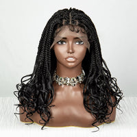 Synthetic Short Box Braided Wigs Wavy Ends 9x6 Frontal Lace Wig With Baby Hair