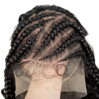 13x6 Lace Front Wig Cornrow Synthetic Braided Wigs  Partition Design with Curly Hair for Women