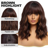 Brown & Mixed Wavy Bob Synthetic Wig for Women - Image 7