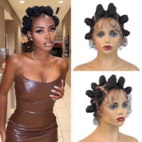 16Inches Bantu Knots Braided Wigs For Women Synthetic Full Lace Wig