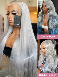 40" Grey Straight HD Lace Human Hair Wig for Women - Image 4