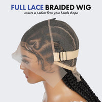 Authentic Glueless Full Lace Cornrow Braided Wig Jumbo Straight Back Feed-In Braids Crisscross Heart Design 1B 36" BW Unit6