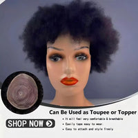 8x10 Inch Base 100% Human Hair Afro Curly Men's Toupee - Breathable Full Machine-Made Hairpiece, Men's Hair Replacement System