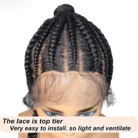 30" Cornrow Braided Wigs Ponytail Synthetic Full Lace Wig Super Lightweight With Baby Hair