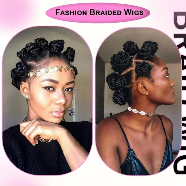Synthetic Bantu Knots Cornrows Braided Wigs Knotless Large Box Braids Wig