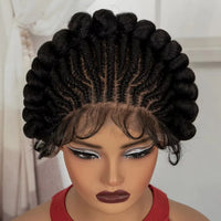 Cornrow Braided Wigs Synthetic Full Lace Colored Bantu Braided Wigs Natural Knotless Braids Wigs with Baby Hair