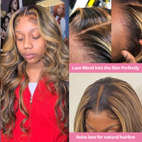 Highlight Wig Ombre Body Wave Lace Front Human Hair Wig Brazilian 30 Inch Water Wavy Wig For Women Honey Blonde Lace Frontal Wig