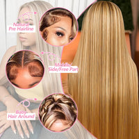 Honey Blonde & Mixed Straight HD Lace Human Hair Wig for Women - Image 4