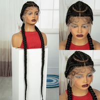 48inch Super Long Cornrow Braided Wigs Synthetic Full Lace Kontless Braids Wig