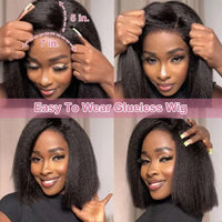 230% Kinky Straight Bob Human Hair Wigs 13x6 HD Lace Frontal Edges Curly Afro Yaki Short Hair Glueless Wigs