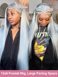 40" Grey Straight HD Lace Human Hair Wig for Women - Image 5