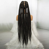 34 inches Synthetic Transparent Full Lace Braided Wigs Knotless Box Braids Wig