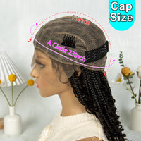 Short Boho Bohemian Full Lace Box Braided Wigs Synthetic Curly Hair with Baby Hair