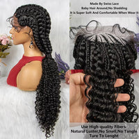 Lace Front Synthetic Cornrow Braided Wigs Natural Knotless with Baby Hair