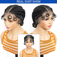10 Inch Synthetic Full Lace Handmade Knotless Braids Low Ponytail Bun Braids Wigs with Baby Hair