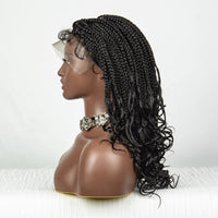 Synthetic Short Box Braided Wigs Wavy Ends 9x6 Frontal Lace Wig With Baby Hair