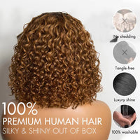 Brown & Mixed Curly Braided HD Lace Human Hair Wig for Women - Image 6