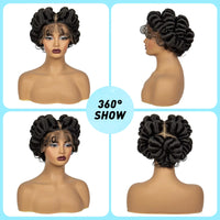 6Inch Transparent Full Lace Braided Wigs Short Cute Handmade Bantu Synthetic Knotless Braided Wigs
