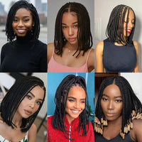 12Inch Micro Braids 6*6 Lace Front Synthetic Wigs Short Bob Box Braiding Wigs With Baby Hair