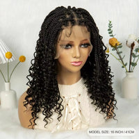 Knotless Box Braided Wigs with Curly Ends Synthetic Full Lace Short Boho Braided Bob Wigs