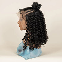 16Inch Synthetic Cornrow Braided Wigs With Baby Hair Deep Wave 13X6 Lace Wigs